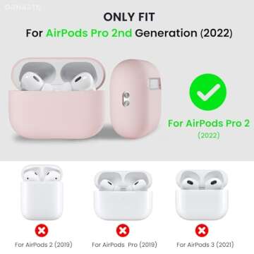 ORNARTO Compatible with AirPods Pro 2 Case 2022, Full Protective Hybrid Silicone for AirPods Pro 2nd Generation Case, Front LED Visible Skin Cover-Pink