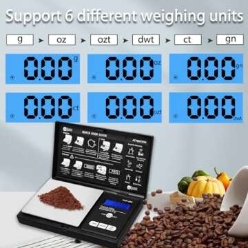 Gram Scale, MINI Scale Digital Pocket Scale,200g x 0.01g,Digital Grams Scale, Food Scale, Jewelry Scale Black, Kitchen Scale With100g Calibration Weight