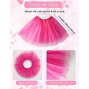 6 PCS Adult Tutus Skirts for Women Girls Tutu Skirt Elastic Tulle Tutu Colored Tutus for Dance Runners Halloween Party(Colorful)