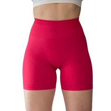 AUROLA Intensify Workout Shorts for Women Seamless Scrunch Short Gym Yoga Running Sport Active Exercise Fitness Shorts(M,Pink)