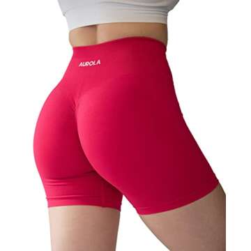 AUROLA Intensify Workout Shorts for Women Seamless Scrunch Short Gym Yoga Running Sport Active Exercise Fitness Shorts(M,Pink)