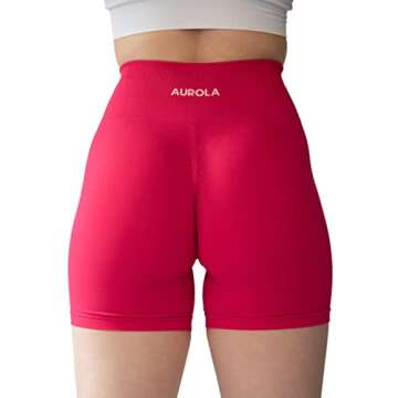 AUROLA Intensify Workout Shorts for Women Seamless Scrunch Short Gym Yoga Running Sport Active Exercise Fitness Shorts(M,Pink)