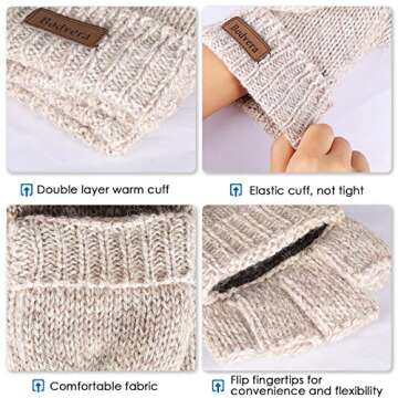 Bodvera Thermal Insulation Fingerless Texting Wool Gloves - Winter Warmth