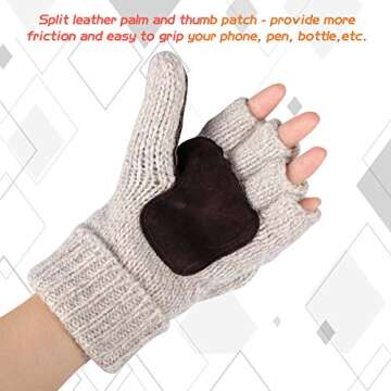 Bodvera Fingerless Wool Gloves for Winter Warmth