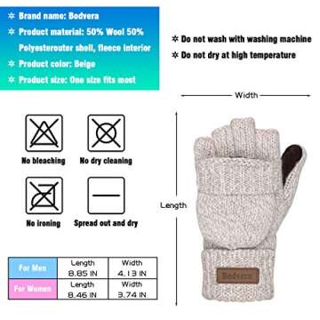 Bodvera Fingerless Wool Gloves for Winter Warmth