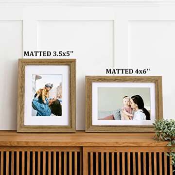 Egofine 5x7 Picture Frames with Plexiglass, Display Pictures 3.5x5/4x6 with Mat or 5x7 Without Mat Set of 4 for Tabletop and Wall Mounting, Carbonized Brown