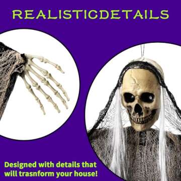 3PCS Halloween Skeleton Ghosts Decorations，Hanging Grim Reapers, Decorations Halloween Decorations Outdoor, Halloween Decorations，Horrible Halloween Decoration