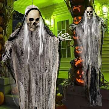 3PCS Halloween Skeleton Ghosts Decorations，Hanging Grim Reapers, Decorations Halloween Decorations Outdoor, Halloween Decorations，Horrible Halloween Decoration