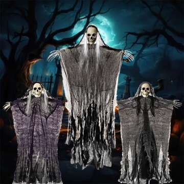 3PCS Halloween Skeleton Ghosts Decorations，Hanging Grim Reapers, Decorations Halloween Decorations Outdoor, Halloween Decorations，Horrible Halloween Decoration