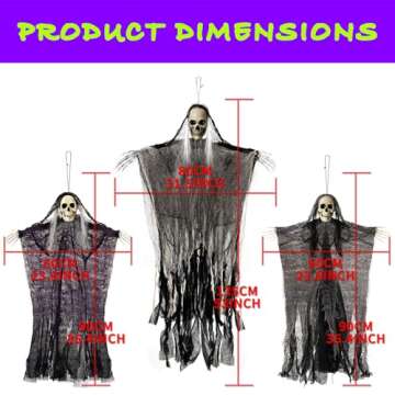 3PCS Halloween Skeleton Ghosts Decorations，Hanging Grim Reapers, Decorations Halloween Decorations Outdoor, Halloween Decorations，Horrible Halloween Decoration