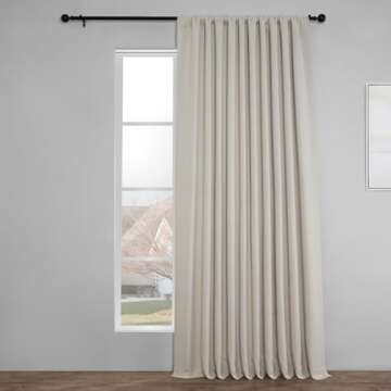 HPD Half Price Drapes Faux Linen Textured Room Darkening Curtains for Bedroom 108 Inches Long (1 Panel), 100W X 108L Extra Wide Curtains for Living Room Home Decor, Birch