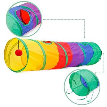 PAOPO Cat Tunnel Toy,Cat Toys Cat Tube Tunnel Large 2 Way Collapsible Interactive Cat Toys Peek Hole with Ball Crinkle Cat Tunnel Tube Best for Indoor Cat, Kitten, Rabbit Play Chase