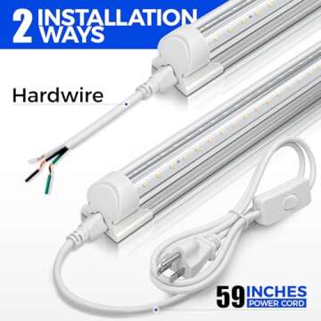 Barrina LED Shop Light 2ft, 20W 3000LM 5000K, T8 LED Light Fixture, Clear Cover, Ceiling and Utility Shop Light, Linkable Tube Lights, Shop Lights for Room, Garage, Workbench, Warehouse, 2-Pack