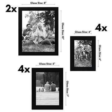 Americanflat Set of 10 Picture Frames with Shatter-Resistant Glass - Gallery Wall Frame Set with Two 8x10 Frames, Four 5x7 Frames and Four 4x6 Frames - Signature Collection - Black