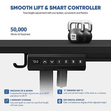 DUMOS 63 Inch Electric Desk with Storage Drawers Height Adjustable Sit Stand Up Computer Work Table Ergonomic Rising PC Workstation for Home Office, Black