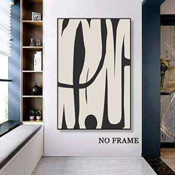 Black and White Abstract Line Art Canvas Print Painting Modern Wall Line Abstract Black Line Wall Art Black and Beige Poster Abstract Minimalist Picture Shapes Illustrations Artwork 16x24inch No Frame