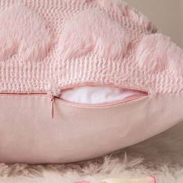 MIULEE Set of 2 Light Pink Valentines Pillow Covers Heart Love Decorative Cute Throw Pillows 18x18 Inch Soft Plush Faux Wool Farmhouse Couch Pillowcase for Girl Women Gift Spring Sofa Livingroom Bed