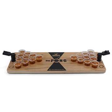 Grown Man Games Mini Beer Pong - Drinking Game - Party Game - Beer Game - Tabletop Beer Pong Table - Mini Pong Mini Game - Tabletop Beer Pong Set