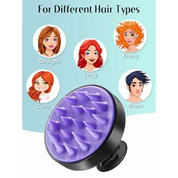 HEETA Shampoo Scalp Brush Massager Hair Growth, Scalp Scrubber with Soft Silicone Bristles for Hair Growth & Dandruff Removal, Hair Brush for Scalp Exfoliator, Black