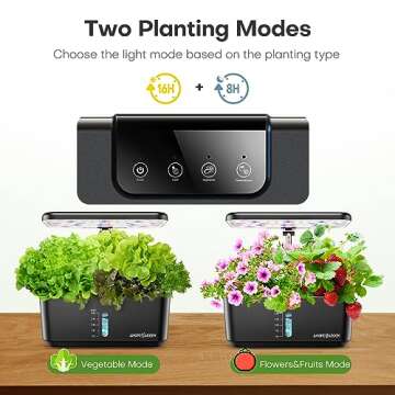 Indoor Garden Hydroponics Growing System: 10 Pods Plant Germination Kit Aeroponic Vegetable Growth Lamp Countertop with LED Grow Light - Hydrophonic Planter Grower Harvest Veggie Lettuce, Black