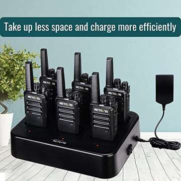 Retevis RT68 Walkie Talkies with Earpiece, Portable FRS Two-Way Radios Rechargeable, with 6 Way Multi Unit Charger, Hands Free, Long Range, Rugged 2 Way Radios 6 Pack for Adults School Church