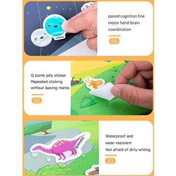 MIKNEKE Portable Jelly Sticker Quiet Book for Kids, Reusable Sticker Book for Toddlers, Preschool Learning Activities, Animal Travel Toys (Animals)