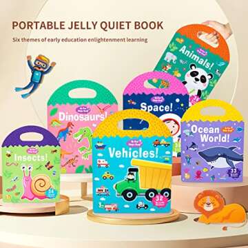 MIKNEKE Portable Jelly Sticker Quiet Book for Kids, Reusable Sticker Book for Toddlers, Preschool Learning Activities, Animal Travel Toys (Animals)