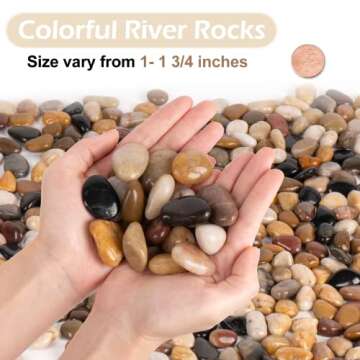 GASPRO 15lb Natural River Rocks Decorative Rocks for Plants and Garden Landscaping, Polished River Stone for Outdoor Decor, 1-1 3/4 Inch