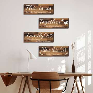 Rustic Family Wall Art Set - 4 Piece Decor