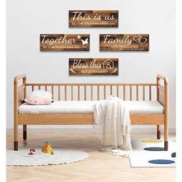 Rustic Family Wall Art Set - 4 Piece Decor