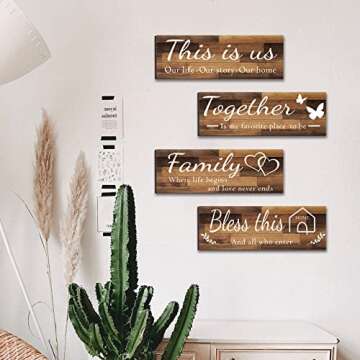 Rustic Family Wall Art Set - 4 Piece Decor