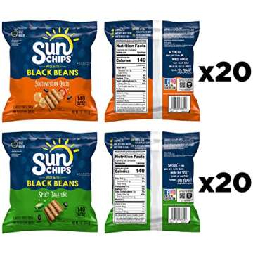 Delicious SunChips Multigrain Snacks Variety Pack - Black Bean Flavor