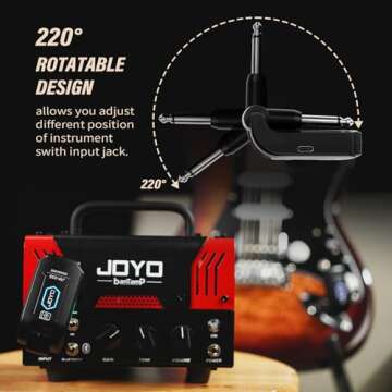 JOYO 5.8GHz Wireless Guitar System Wireless Guitar Transmitter Receiver Rechargeable Audio with 4 Siganl Channels for Electric Guitar Bass 20M (JW-02S)