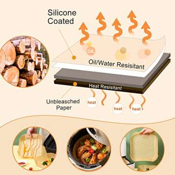 Disposable Oil Proof Air Fryer Paper Liners - 100pcs