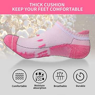 YOJOOM Ankle Socks for Women 6 Pairs Athletic Cushioned Running Low Cut Socks Womens (Multicolour 8-10)