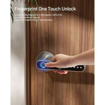 TMEZON Smart Door Lock Fingerprint, Keyless Entry Door Lock with Handle