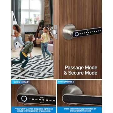 TMEZON Smart Door Lock Fingerprint, Keyless Entry Door Lock with Handle