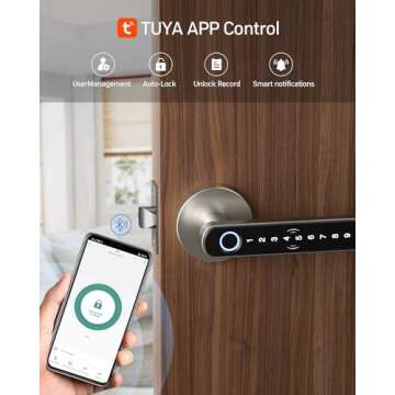 TMEZON Smart Door Lock Fingerprint, Keyless Entry Door Lock with Handle