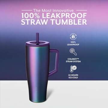 BrüMate Era 40 oz Tumbler with Handle and Straw | 100% Leakproof Insulated Tumbler with Lid and Straw | Made of Stainless Steel | Cup Holder Friendly Base | 40oz (Dark Aura)