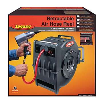 Legacy Levelwind Retractable Air Hose Reel, 3/8 in. x 100 ft., PVC - L8310