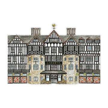 Galison Liberty Tudor Building 750 Piece Shaped Puzzle from Galison - Featuring The Distinctive Tudor Building on One Side and a Floral Pattern on The Other, 27" x 17.75", Unique Gift Idea