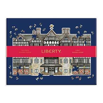 Galison Liberty Tudor Building 750 Piece Shaped Puzzle from Galison - Featuring The Distinctive Tudor Building on One Side and a Floral Pattern on The Other, 27" x 17.75", Unique Gift Idea