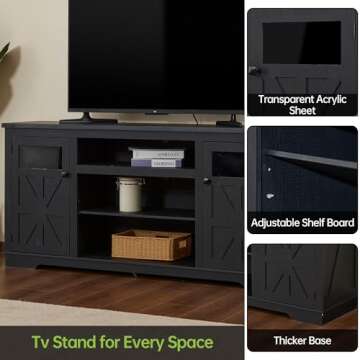 Real Relax Farmhouse TV Stand Entertainment Center for Living Room