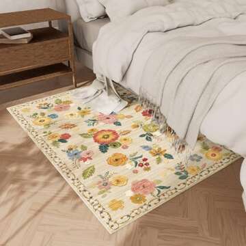 Washable Small Entryway Area Rugs: 2'x3' Floral Rug Non Slip Door Mat Indoor Entrance Stain Resistance Low Pile Throw Rugs for Inside Front Door Floor Bedroom Bedside Kitchen Nursery Dorm Home Entry