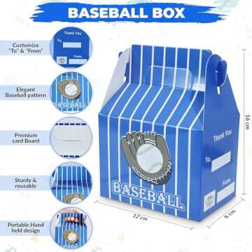 84 Pcs Baseball Party Favors - 12 Set Treat Box Keychains Baseball Wristbands Whistle Straw and Stickers for Boys Birthday Party Supply Classroom Rewards