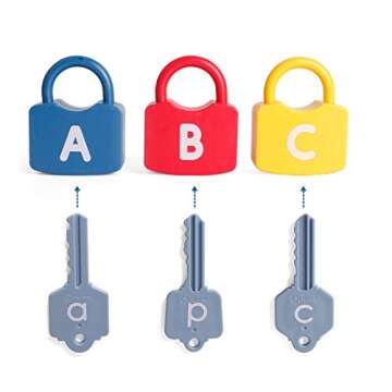 Dinhon ABC Learning Lock Educational Letter Combination-with 26 Locks, 26 Keys Montessori Preschool Alphabet Learning Game Early Education Toys