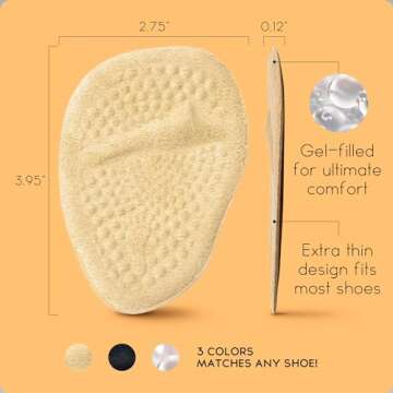 Metatarsal Pads Women | Heel Inserts for Women | Ball of Foot Cushions (2 Pairs Foot Pads) All Day Pain Relief and Comfort One Size Fits Shoe Inserts for Women (Beige)