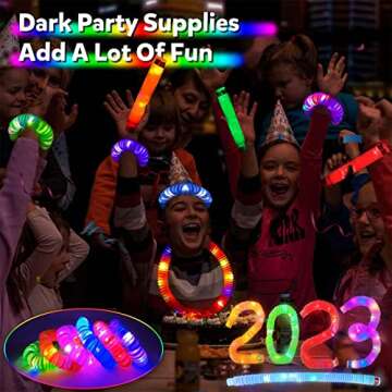 Party Spot! 24 Pack Light up Pop Tubes, Glow In The Dark Party Supplies, Glow Sticks Toddler Sensory Toys, Back to School Supplies, Back to School Gifts, Birthday Party favors Stocking Stuffers Birthday Party Return Gifts