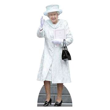 Star Cutouts, Queen Elizabeth II in White Dress, Life-Size Cardboard Cutout Standup - 68 x 24 inches