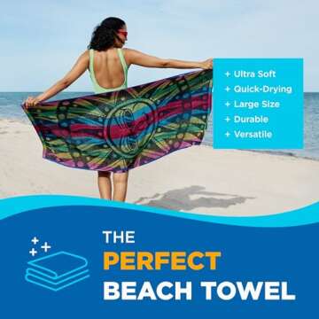 Ben Kaufman Terry Beach & Pool Towel - Absorbent & Fast Drying Towel - Oversized Soft Cotton Towel for Swimming & Travel - Essential for Beach & Pool with Vibrant Colors - 30" x 60" - 6 Pack